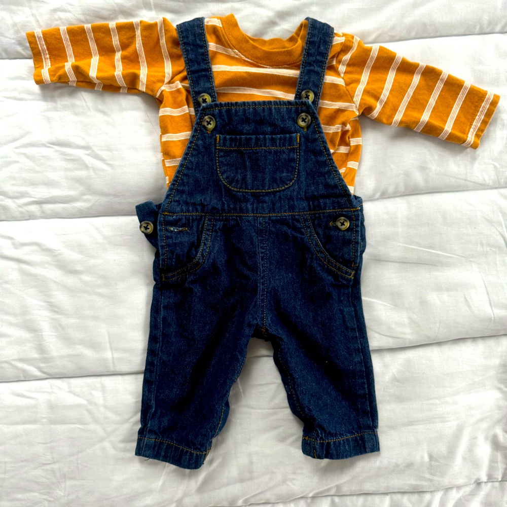 Jeans overalls and shirt